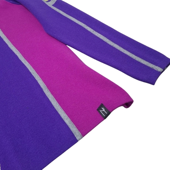 Neve Collection Corinne Color-Block 1/4 Zip Sweater Magenta Purple Like New Sz L - Picture 3 of 11
